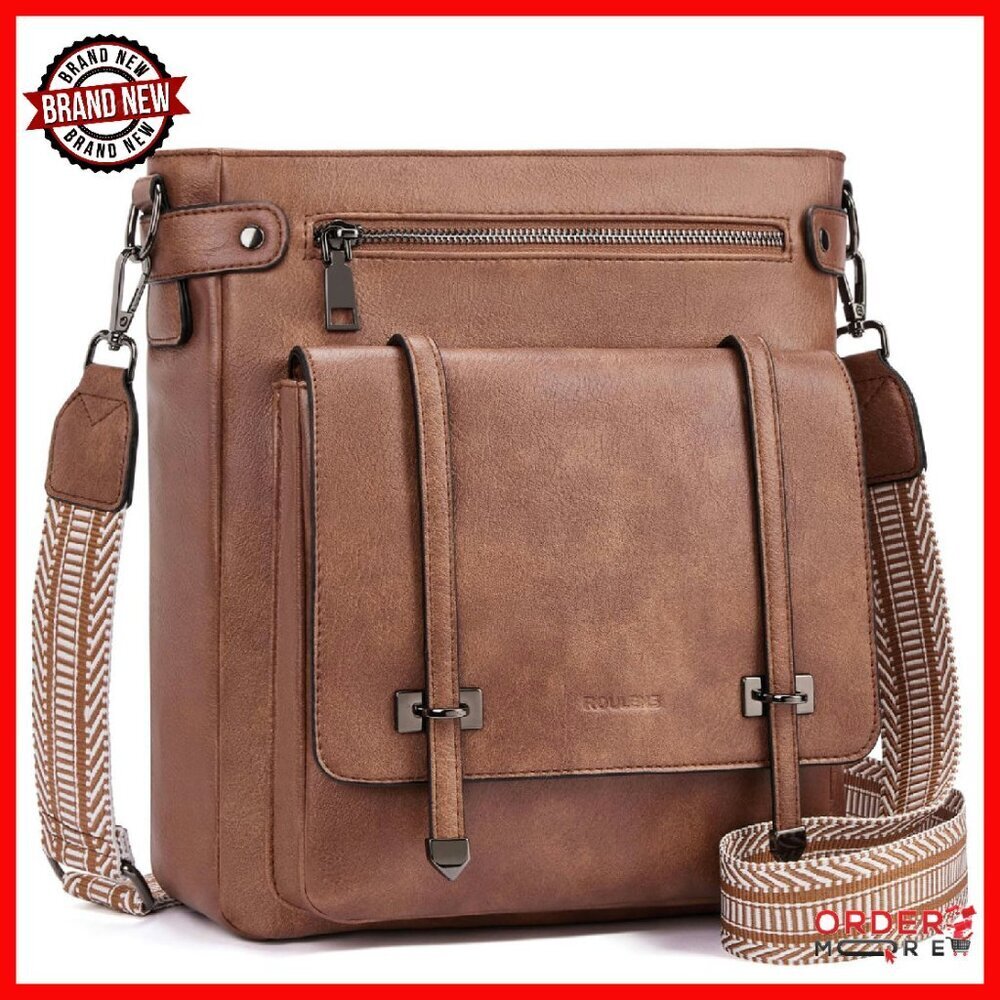 Vegan Leather Crossbody Bag with Adjustable Strap, Multi-Pocket Travel Purse